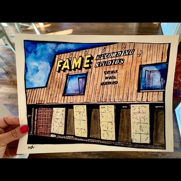 FAME recording studio in muscle shoals Alabama watercolor print 8.5x11 in - Picture 2 of 3